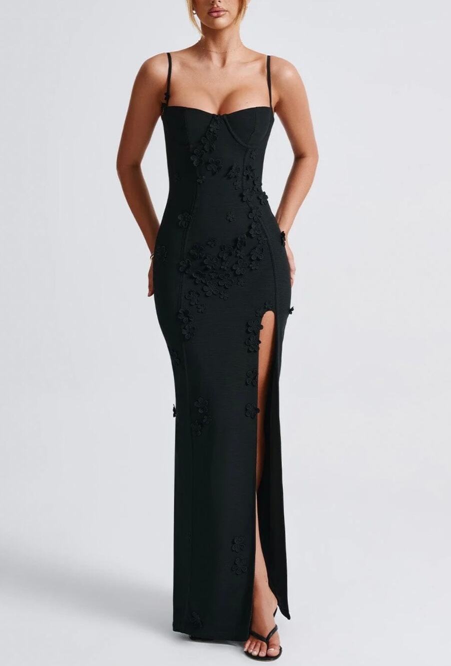 NEW Babyboo DALARY MAXI DRESS - BLACK LINED Size XS